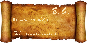 Brtyka Orbán névjegykártya